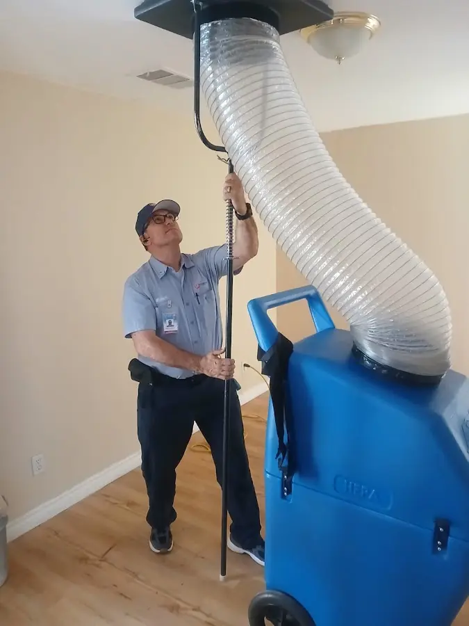 Mini Split Installation technician using HEPA equipment in Alameda